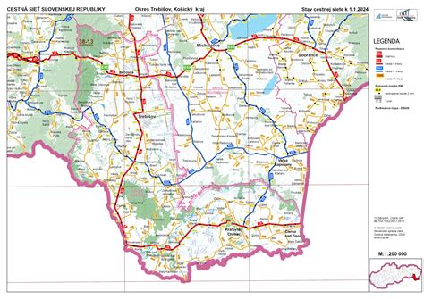 Mapa okresu Trebišov s vyznačenými sociálnymi zariadeniami