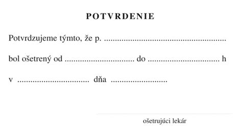 Potvrdenie o návšteve lekára