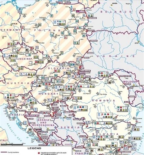 Mapa kúpeľných destinácií v strednej Európe