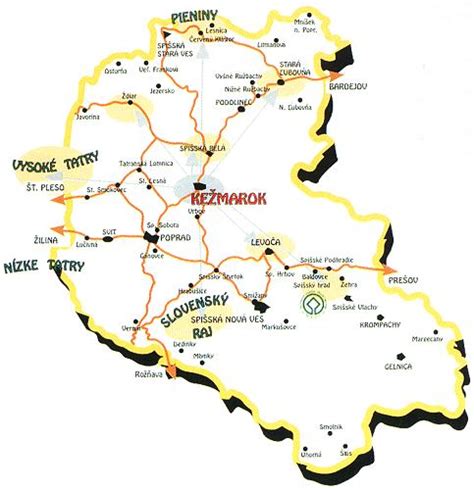 Mapa Kežmarok s vyznačenými klinikami