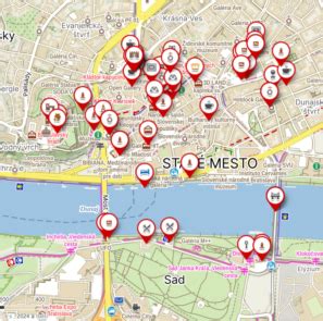 Mapa Bratislavy s vyznačenými domovmi pre seniorov