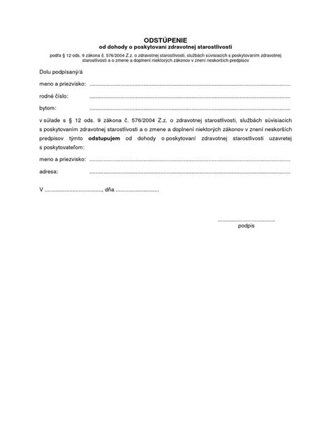 Zánik dohody o poskytovaní zdravotnej starostlivosti