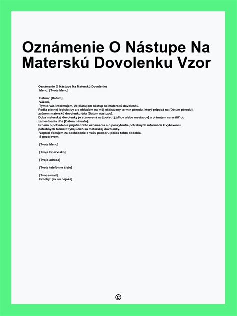 Harmonogram nástupu na materskú dovolenku