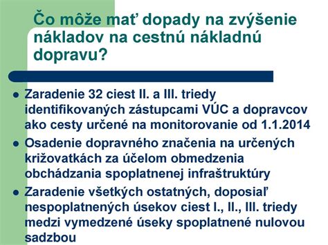 Výpočet nákladov na dopravu - schéma