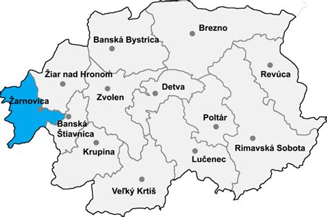 Mapa Banskobystrického kraja s vyznačením obce Nemecká