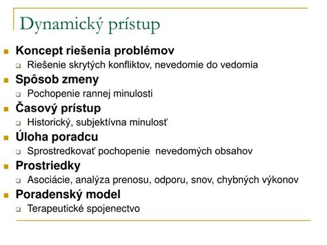 Dynamický a behaviorálny prístup v poradenstve