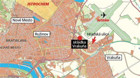 Mapa Vrakune s označenými stravovacími zariadeniami pre seniorov