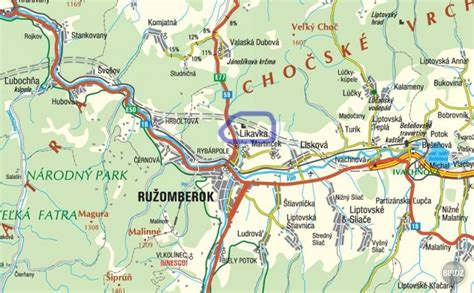 Mapa Ružomberka s vyznačenými materskými centrami a verejnými priestranstvami pre deti