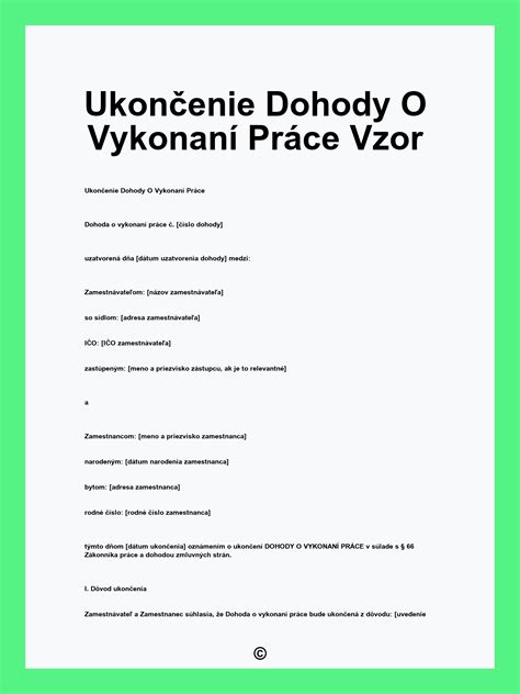 Vzor Dohody o vykonaní práce