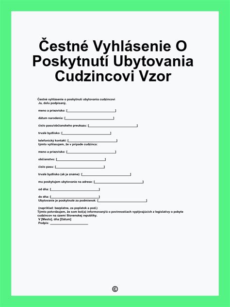 Potvrdenie o ubytovaní
