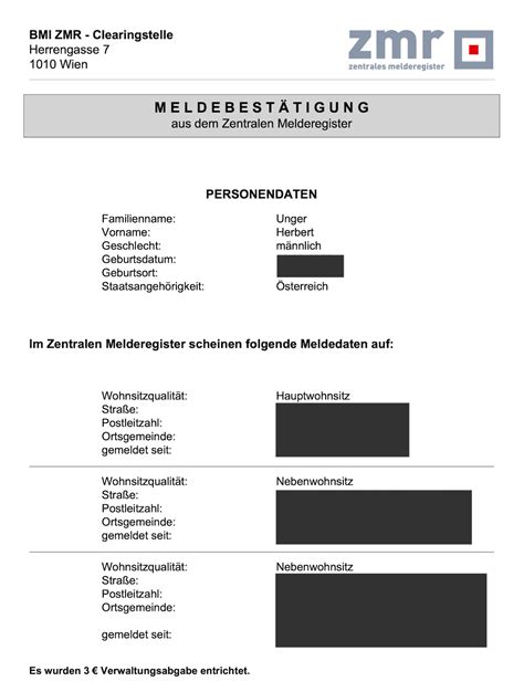Registračný formulár Meldebestätigung a prihlasovací lístok Meldezettel
