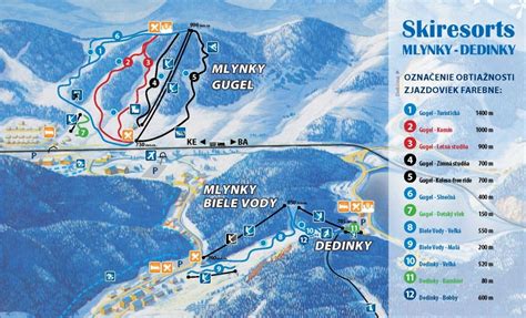 Mapa lyžiarskeho strediska Ski Biele Vody Mlynky