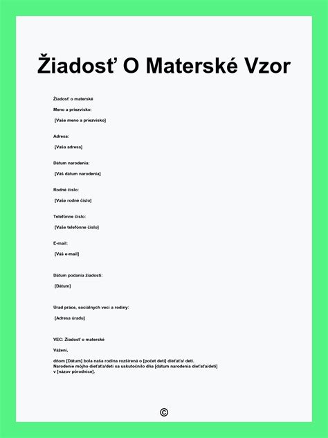 Proces žiadosti o materské