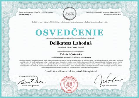 Certifikát o úspešnom absolvovaní kurzu