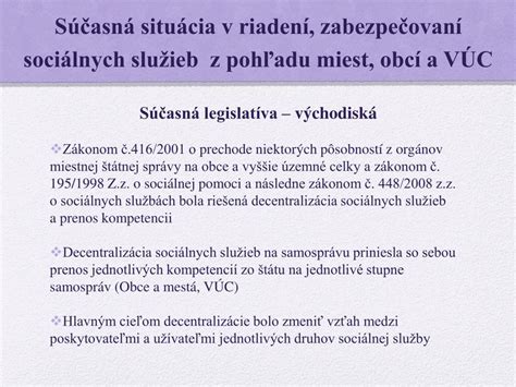 Zabezpečenie sociálnych služieb v obciach a VÚC