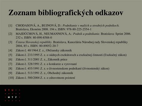 Ukážka správneho formátovania bibliografických odkazov