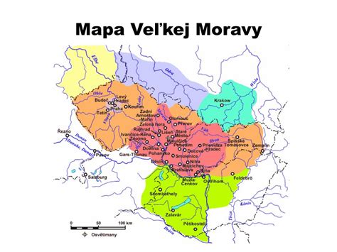 Mapa Veľkej Moravy a misijných ciest sv. Cyrila a Metoda