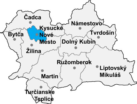 Mapa okresu Kysucké Nové Mesto