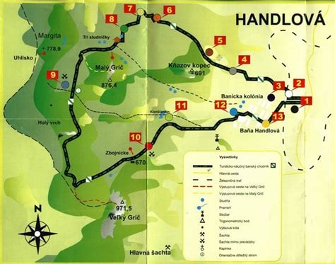 Mapa s umiestnením Senior centra v Handlovej a označenými prístupovými cestami