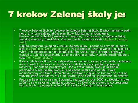 Schéma 7 krokov k Zelenej škole
