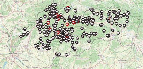 Mapa výskytu srstnatej zveri na Slovensku