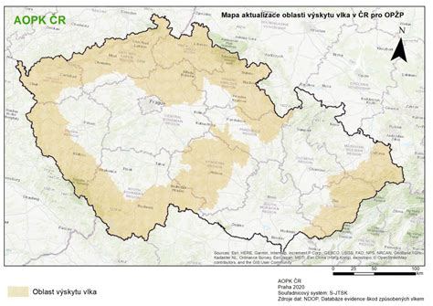 Mapa oblastí s piatym stupňom ochrany a výskyt vlka
