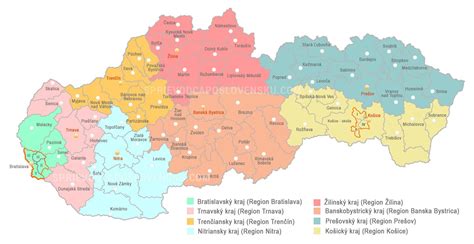Mapa Slovenska: Okresy s nadpriemernou mierou nezamestnanosti pre investičnú pomoc