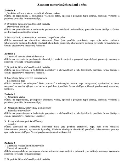 Zoznam typických tém pre diskusné príspevky
