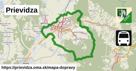 Mapa trás autobusov SAD Prievidza v Trenčianskom kraji