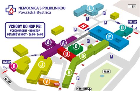 Mapa Púchova so zvýraznením nemocnice NsP Zdravie