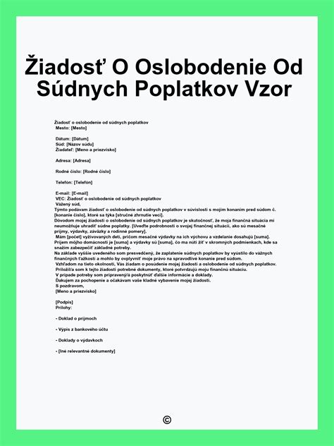 Doklady potrebné pre žiadosť o oslobodenie