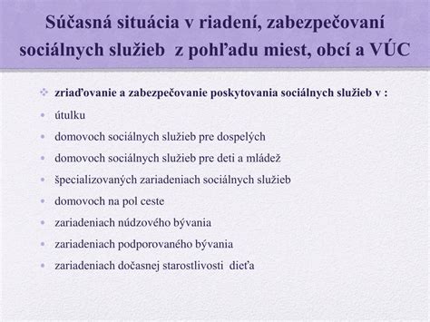 Zákonné povinnosti obcí a VÚC v sociálnych službách