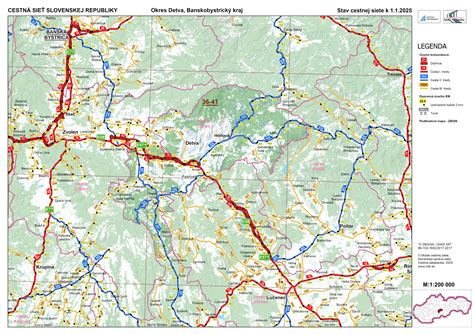 Mapa okresu Detva s vyznačeným pracoviskom Sociálnej poisťovne
