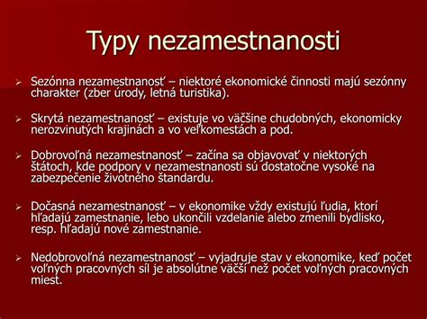 Infografika zobrazujúca rôzne typy nezamestnanosti
