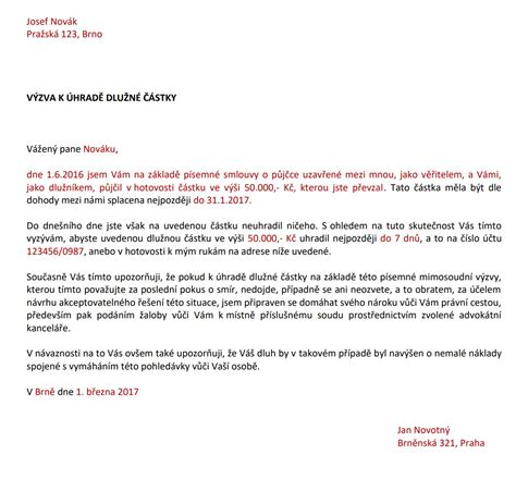 Vzor predžalobnej výzvy