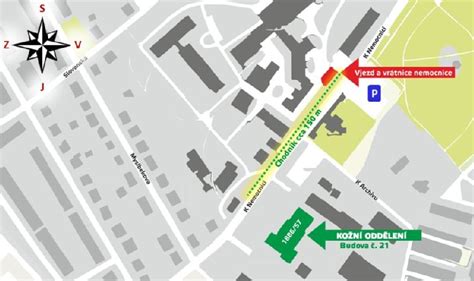 Mapa trás k nemocnici a finančné náklady na dopravu