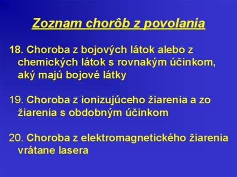 Príznaky chorôb z povolania