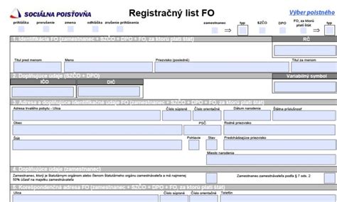Formulár Registračného listu fyzickej osoby (RLFO)