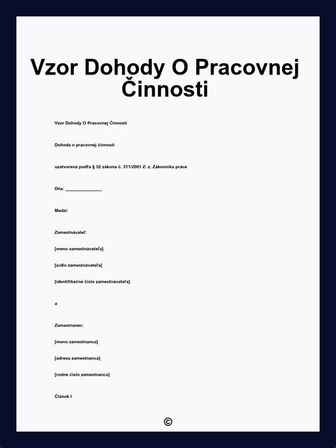 Dohoda o pracovnej činnosti