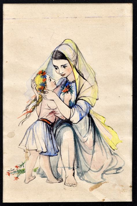 Ilustrácia ženy v zrelšom veku s dieťaťom