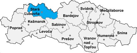 Mapa obcí okresu Stará Ľubovňa a ich priradenie k službám úradu
