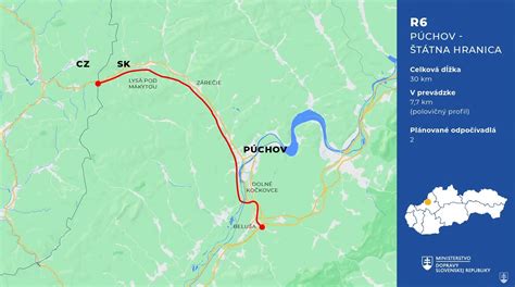 Mapa Púchova a okolitých dopravných trás