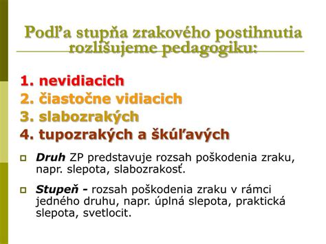 Typy zrakového postihnutia