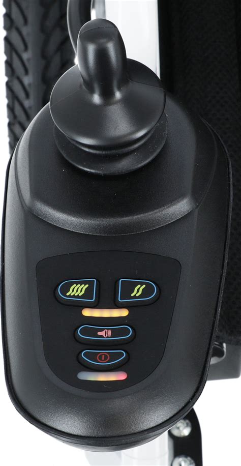 Detail ovládacieho joysticku elektrického invalidného vozíka