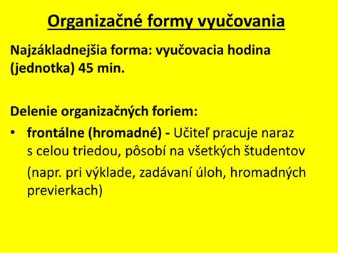 Organizačné formy vyučovania