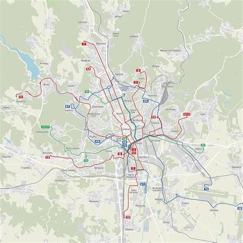 Mapa autobusových liniek v okolí Gorazdovej ulice