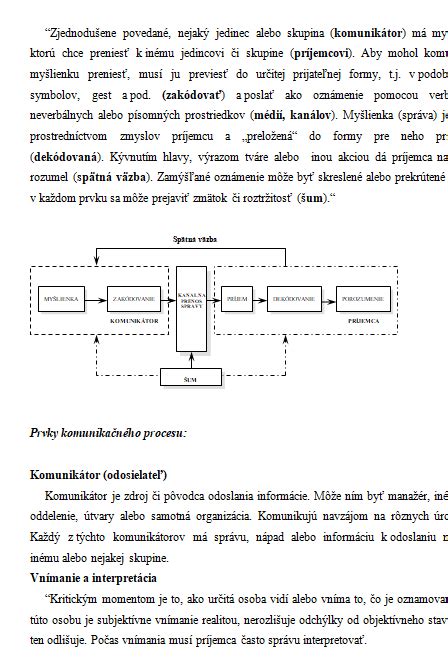 Schematické znázornenie komunikačného procesu s využitím vizuálnych pomôcok