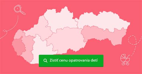 Mapa Slovenska s priemernými hodinovými sadzbami za opatrovanie detí v jednotlivých krajoch
