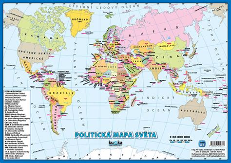 Mapa s vyznačenými krajinami pre svedectvo
