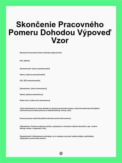 Schéma vzťahov pri skončení pracovného pomeru dohodou